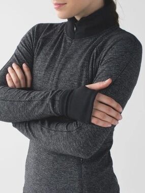 Lululemon Runderful Half Zip Jacket Long Sleeve Heathered Black Size 6